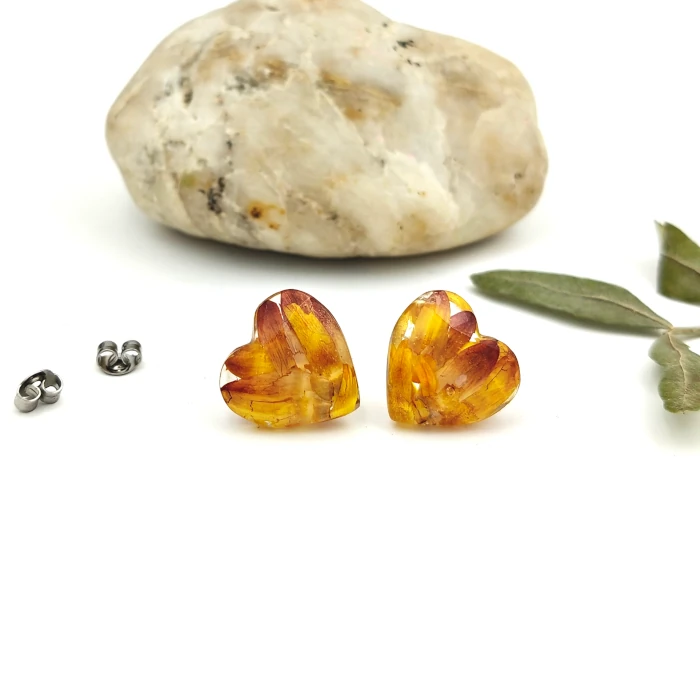 Náušnice - Slamienkové srdiečka