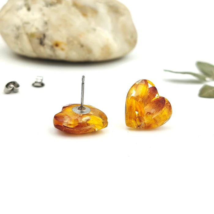 Náušnice - Slamienkové srdiečka